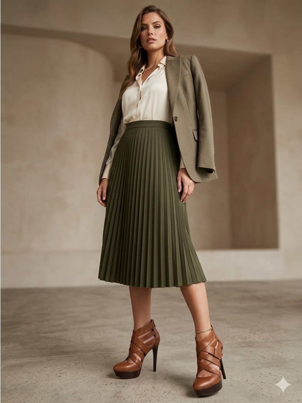 🔥MARCIANO Cognac Brown Strappy Platform Stiletto Ankle Boots